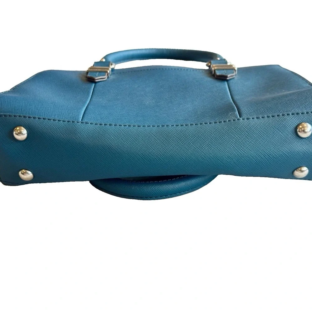 Tignanello Teal Saffiano Leather Satchel Crossbody Purse Shoulder Bag